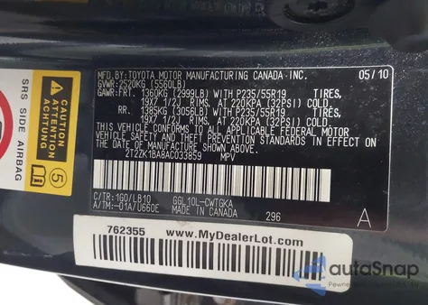 2010 Lexus Rx 350 z USA, uszkodzony, nr VIN 2T2ZK1BA8AC033859